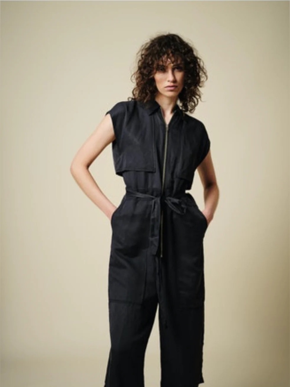 Saint Art Maxine Black Zip-Front Women's Jumpsuit. XS
